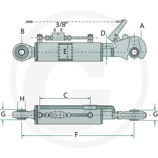 Hydraulischer Oberlenker Kat. 2 / 2   570 - 790 mm